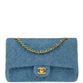 Chanel 1989-1991 Blue Denim Medium Classic Double Flap Shoulder Bag