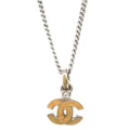 Chanel CC Chain Necklace Pendant Rhinestone Silver 04P