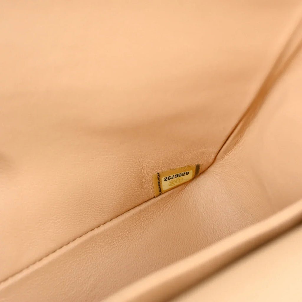 Chanel 2003-2004 Peach White Canvas Medium Classic Double Flap Shoulder Bag