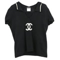 Chanel 2001 Short Sleeve Sweater Knit Top Black #40