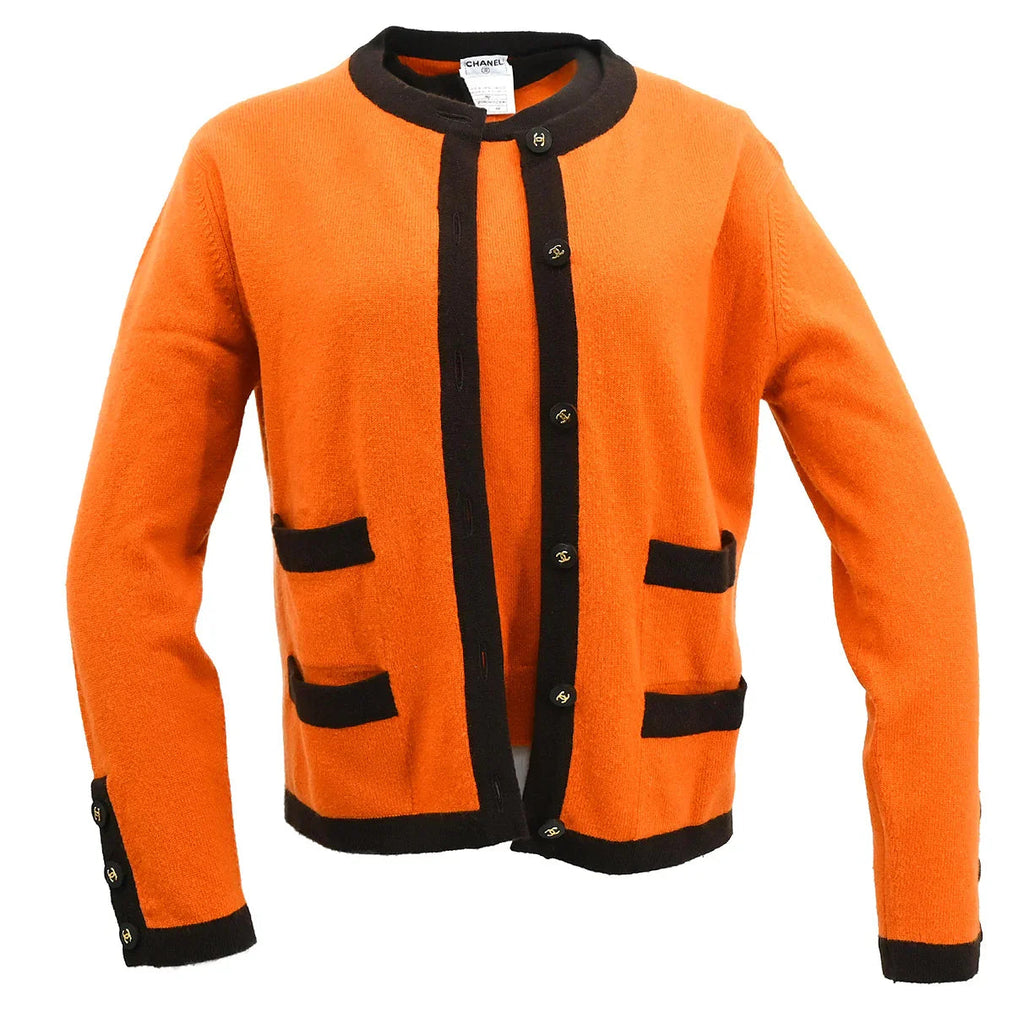 Chanel 1996 Set Cardigan Top Orange #44