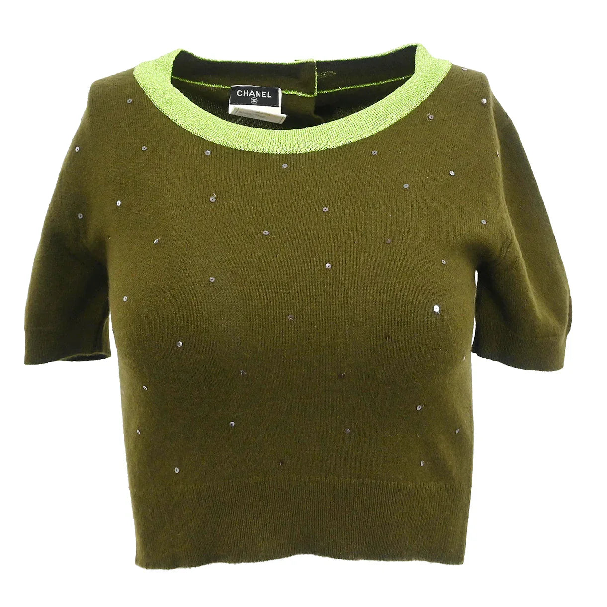 Chanel 1996 Set Cardigan Top Khaki #38