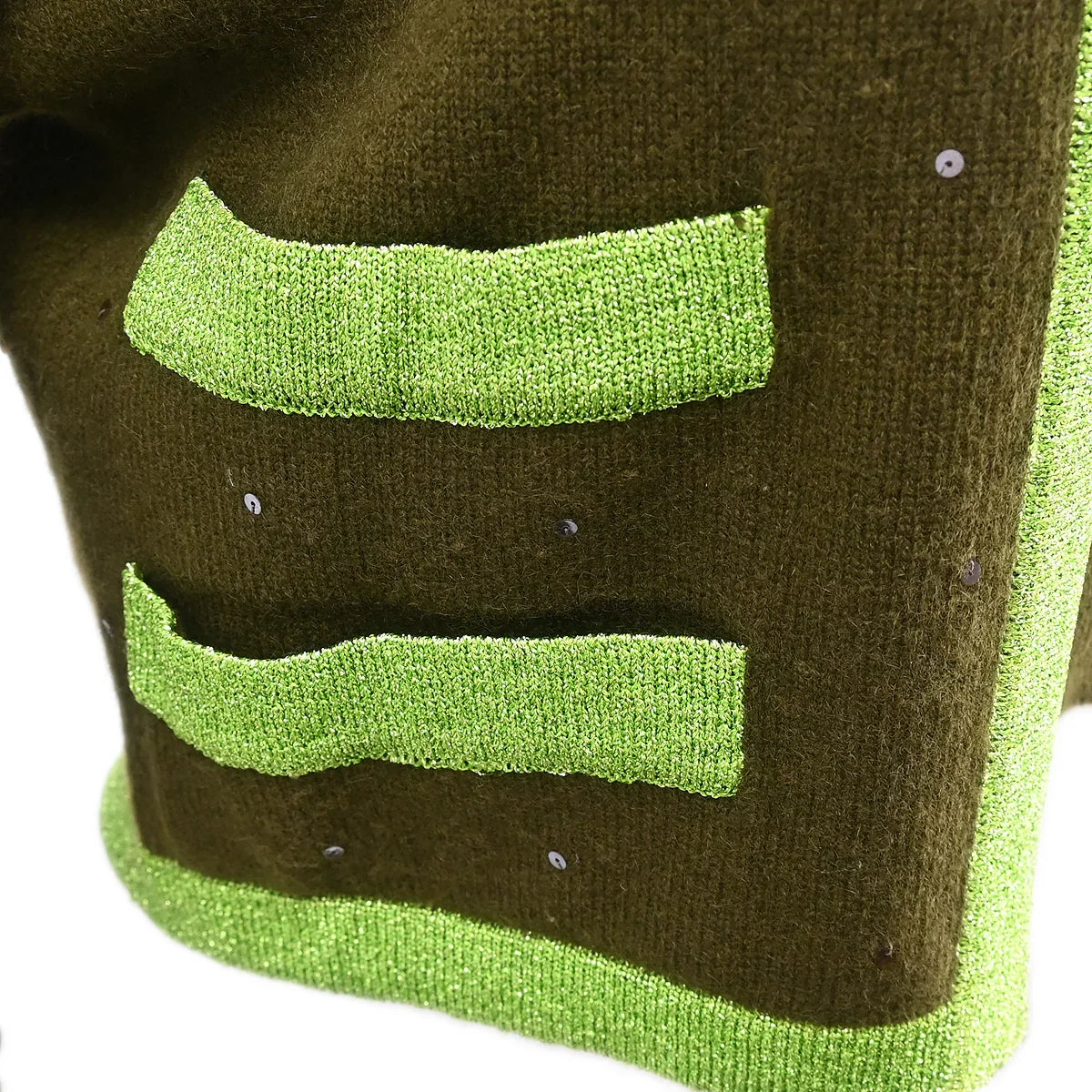 Chanel 1996 Set Cardigan Top Khaki #38
