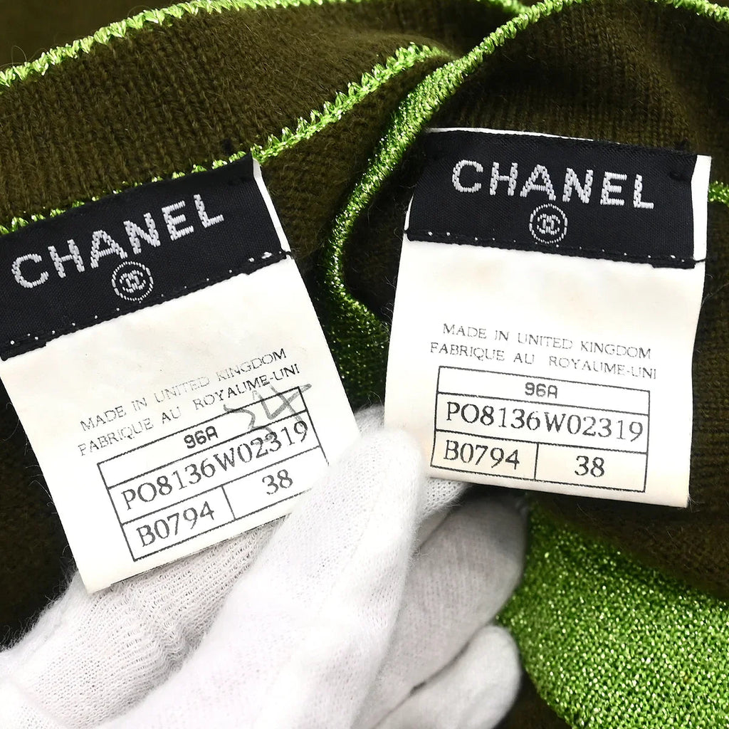 Chanel 1996 Set Cardigan Top Khaki #38