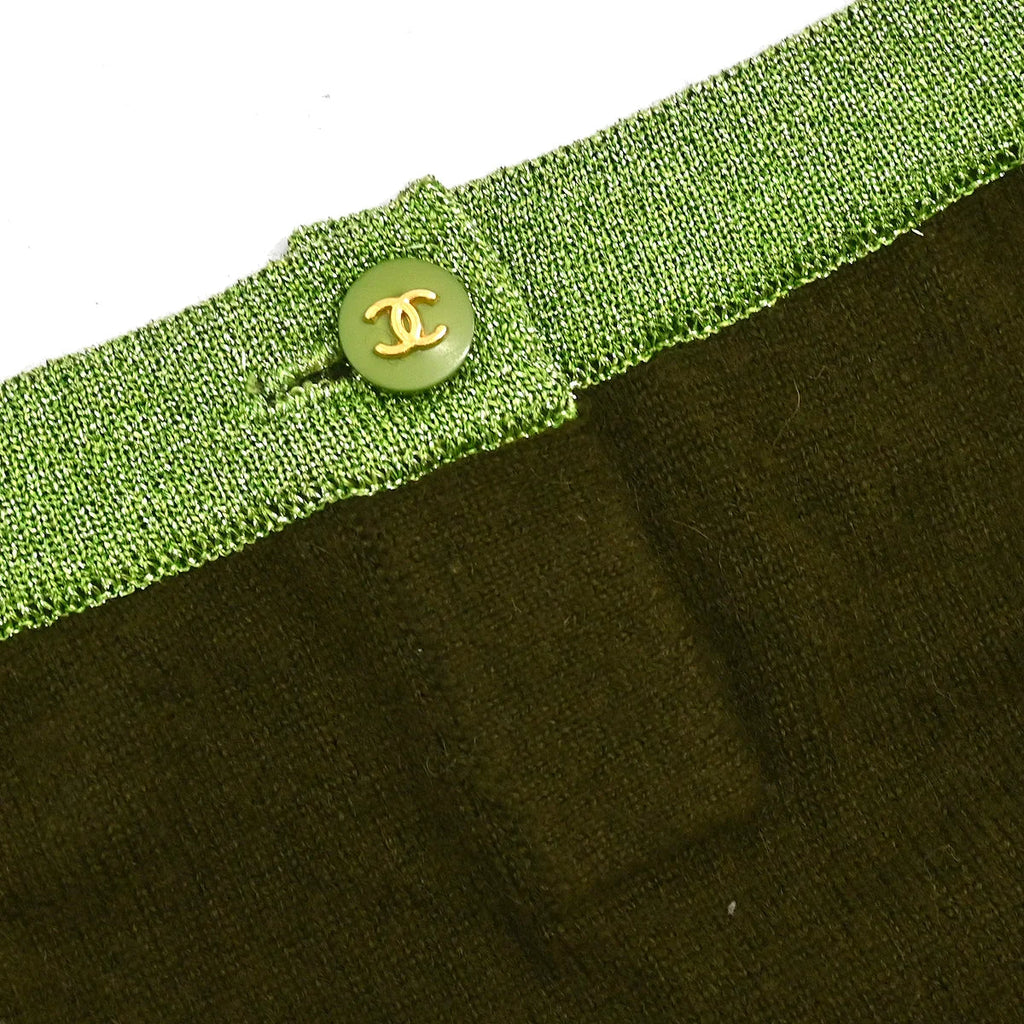 Chanel 1996 Short Sleeve Cashmere Sweater Khaki #44