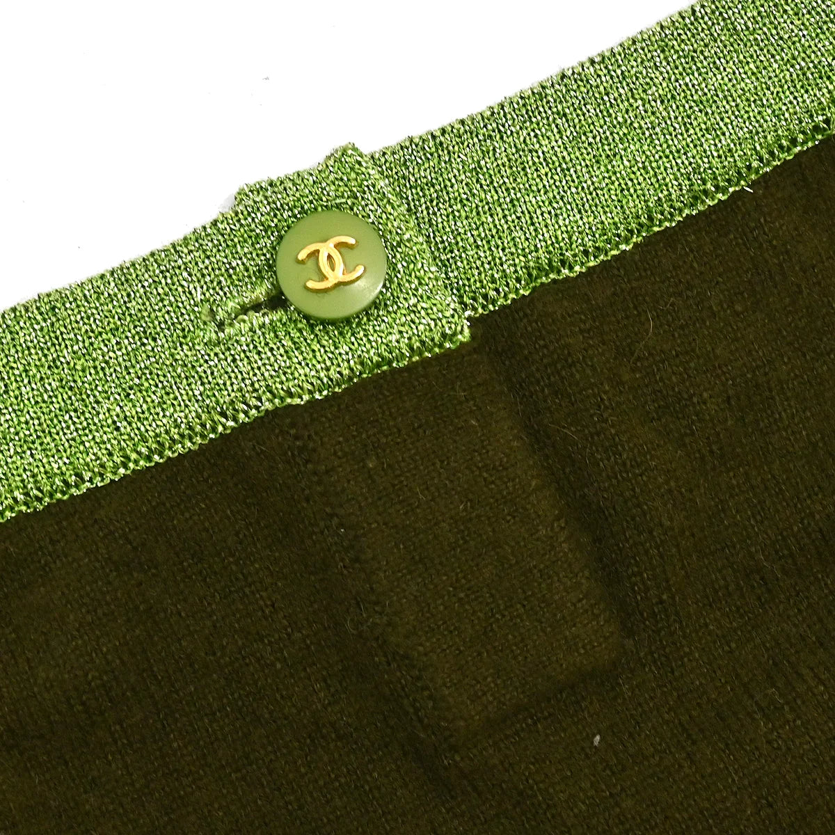 Chanel 1996 Short Sleeve Cashmere Sweater Khaki #44