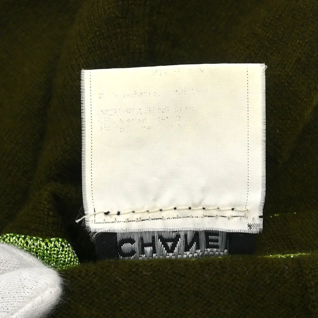 Chanel 1996 Short Sleeve Cashmere Sweater Khaki #44