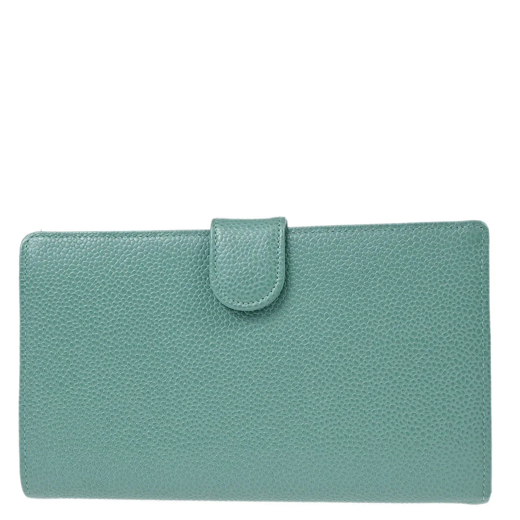 Chanel 1997-1999 Blue Caviar Long Wallet Purse