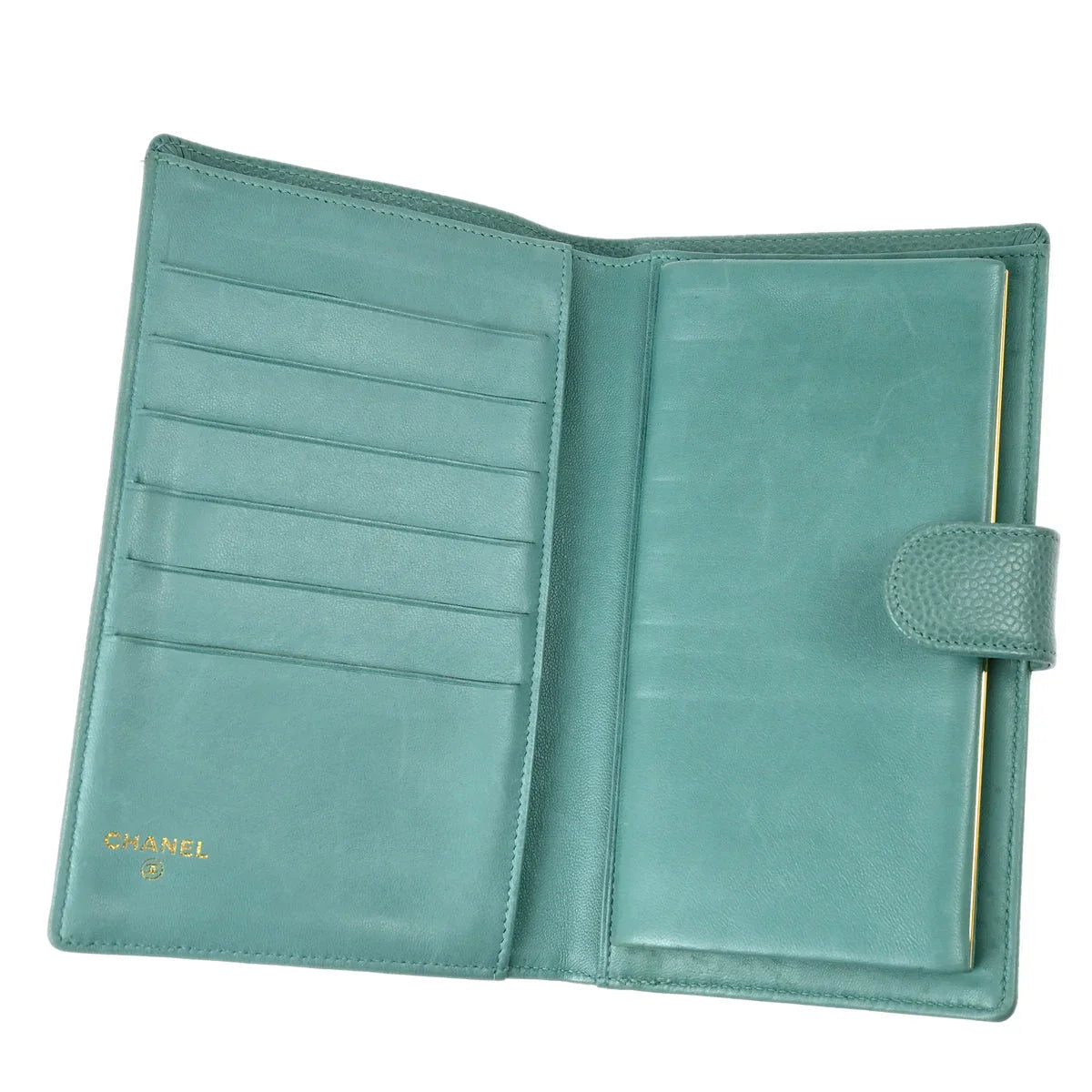 Chanel 1997-1999 Blue Caviar Long Wallet Purse