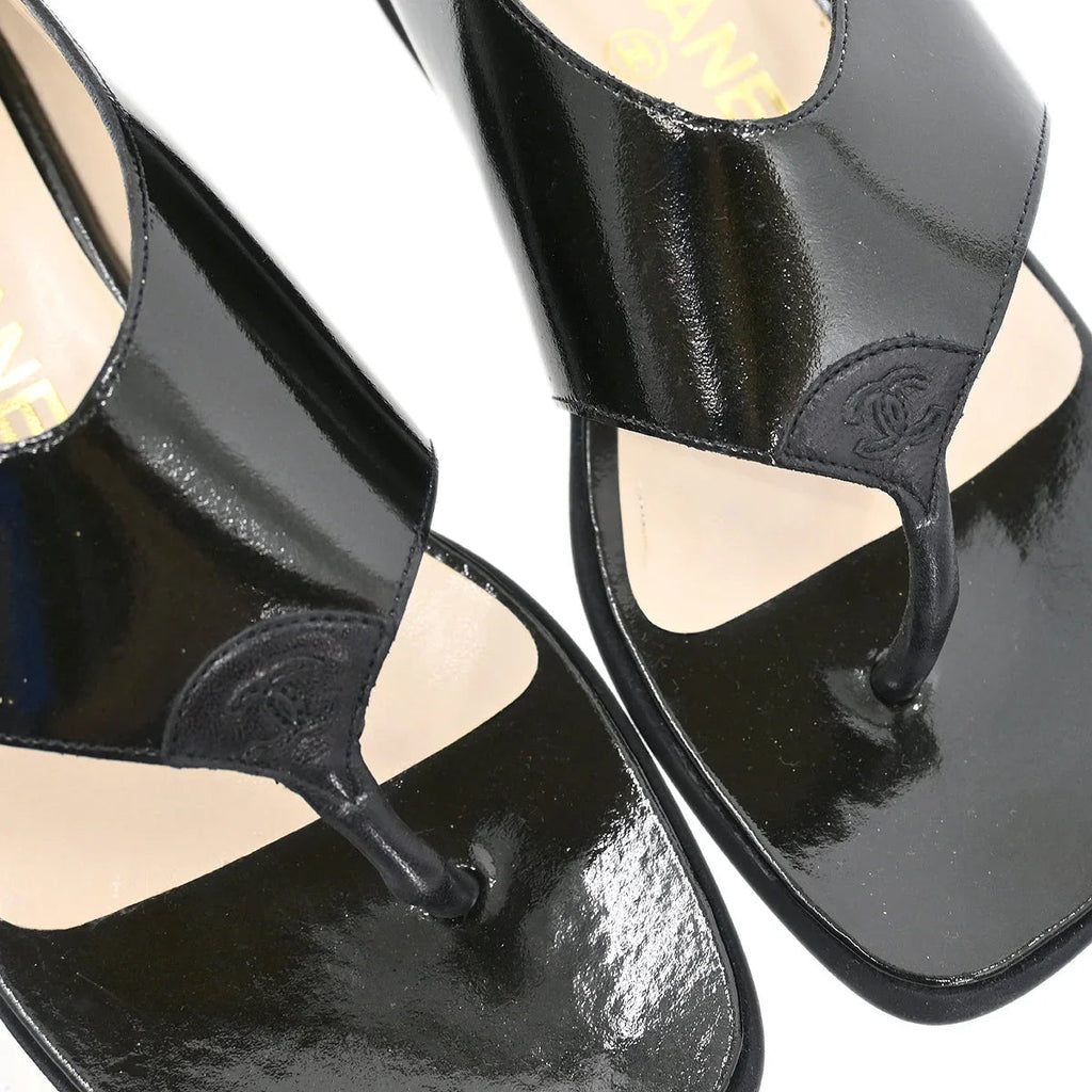 Chanel * Patent Leather Sandals Shoes #36