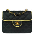 Chanel * 1989-1991 Black Satin Mini Classic Square Flap Shoulder Bag 17