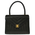 Chanel 1991-1994 Black Lambskin Chevron Handbag