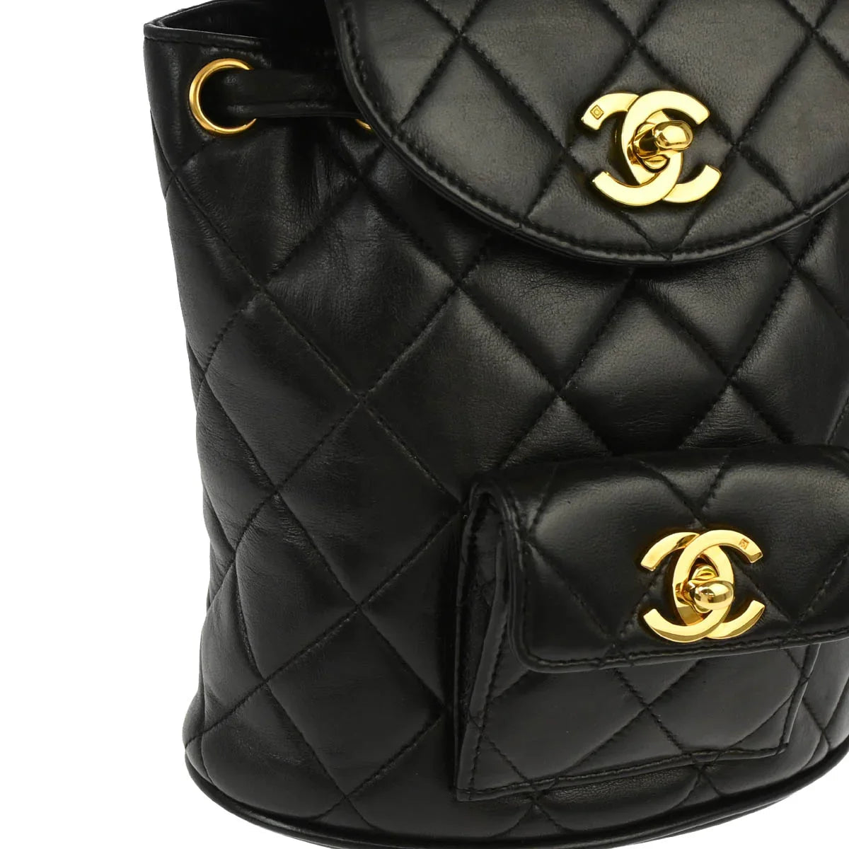 Chanel 1991-1994 Black Lambskin Duma Backpack Small
