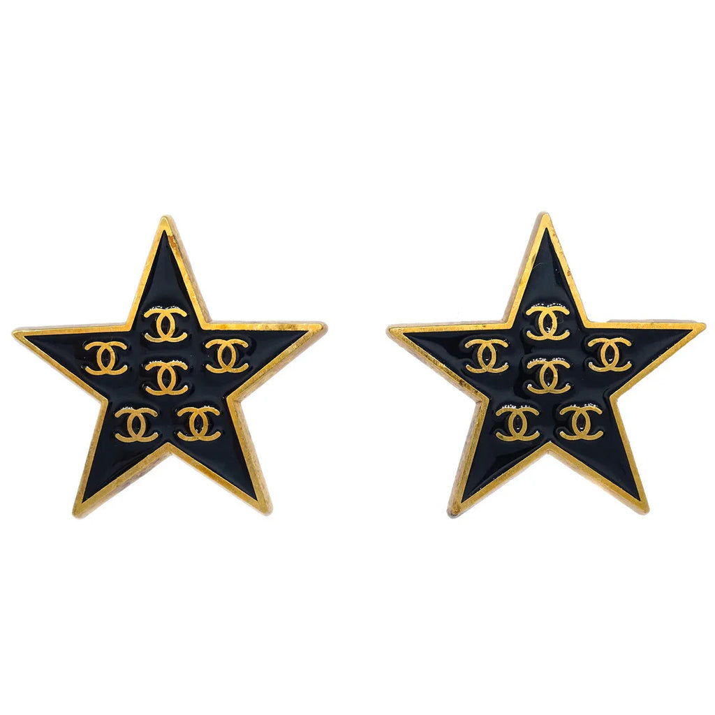 Chanel Star Earrings Clip-On Black 01P