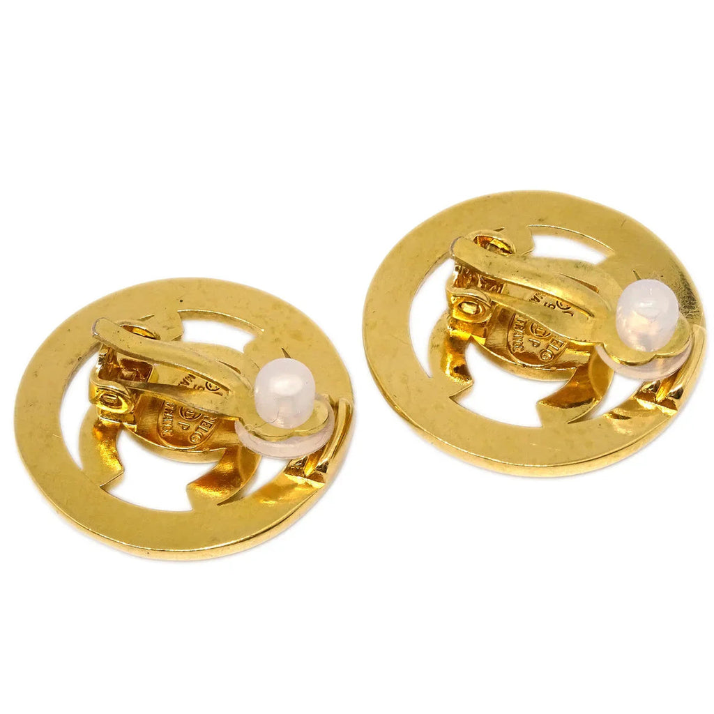 Chanel Turnlock Button Earrings Gold Clip-On 97P