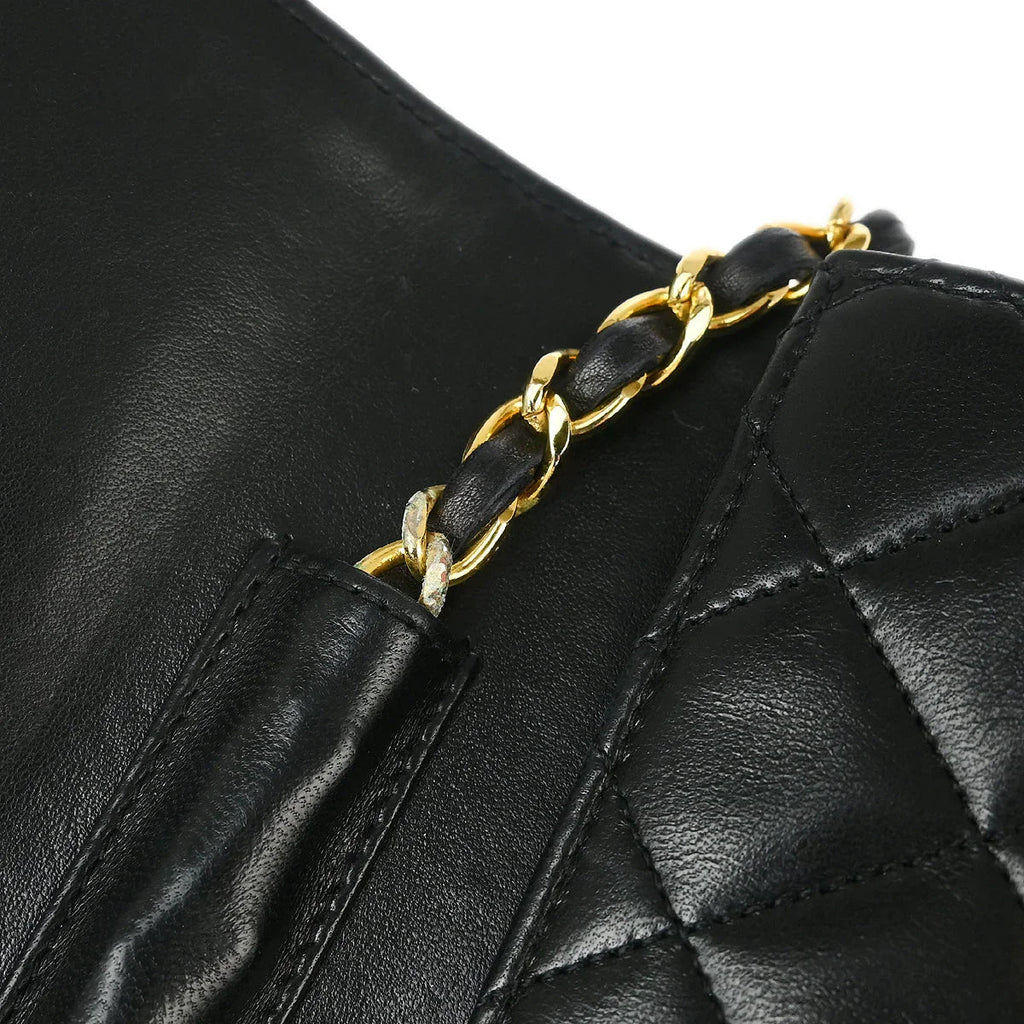 Chanel * 1989-1991 Black Lambskin Double Turnlock Shoulder Bag