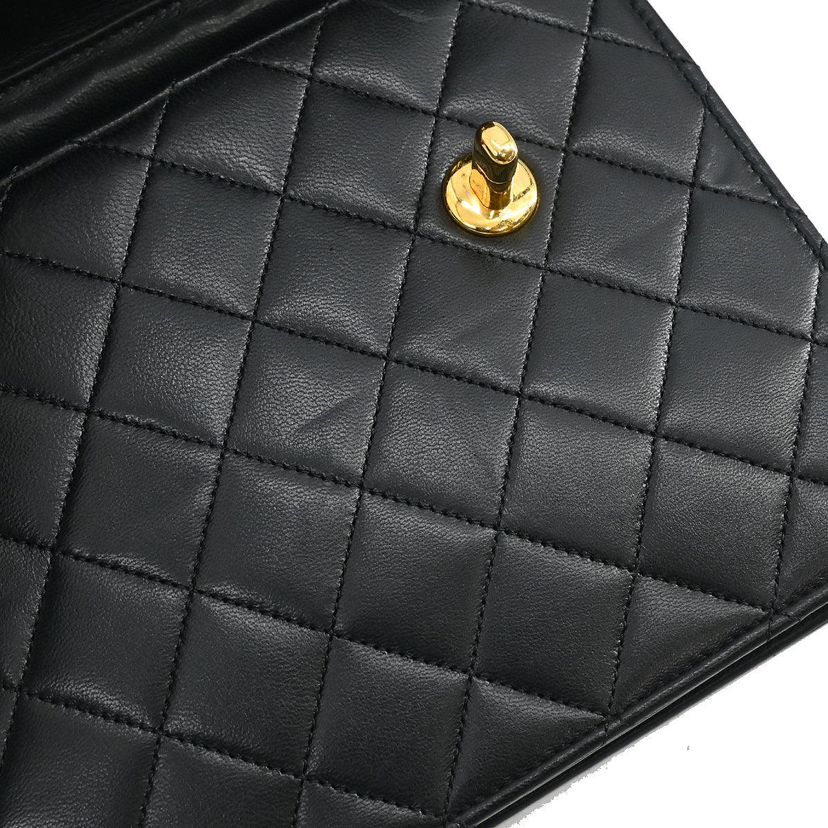 Chanel * 1989-1991 Black Lambskin Double Turnlock Shoulder Bag