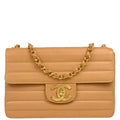 Chanel 1994-1996 Beige Caviar Jumbo Classic Flap Shoulder Bag