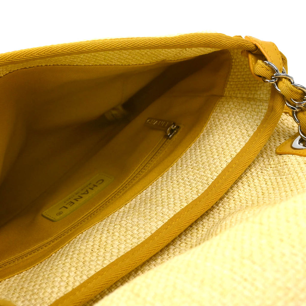 Chanel 2015-2016 Yellow Straw Deauville Shoulder Bag