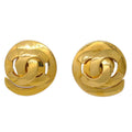 Chanel Button Earrings Clip-On Gold 95P