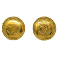 Chanel Button Earrings Clip-On Gold