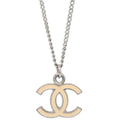 Chanel Chain Necklace Silver White 06V