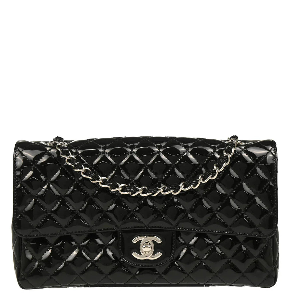 Chanel 2006-2008 Black Patent Leather Single Flap Shoulder Bag