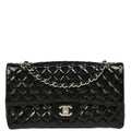 Chanel 2006-2008 Black Patent Leather Single Flap Shoulder Bag