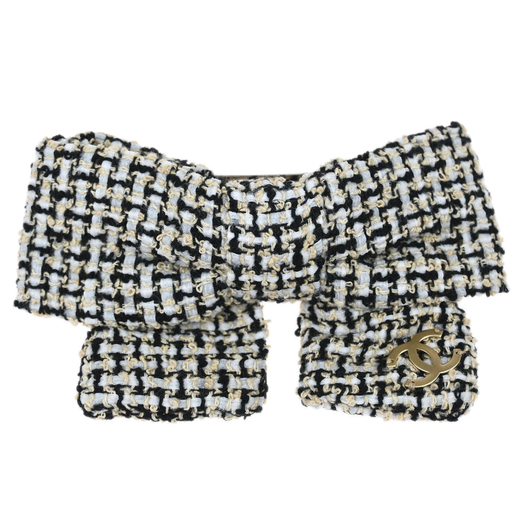 Chanel Hair Clip Bow Hairpin Barrette White 14C