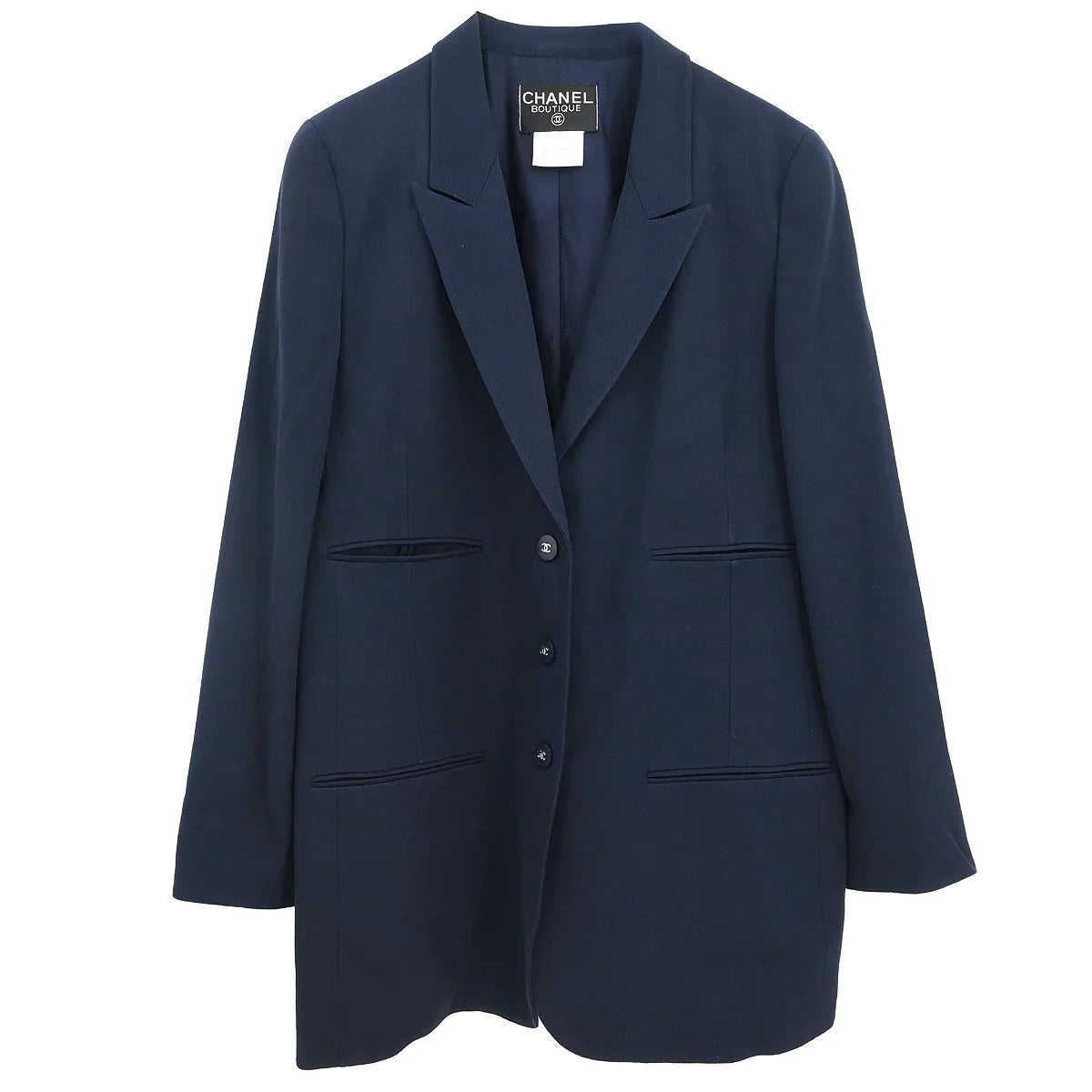 Chanel 1996 Single Breasted Jacket Navy #40
