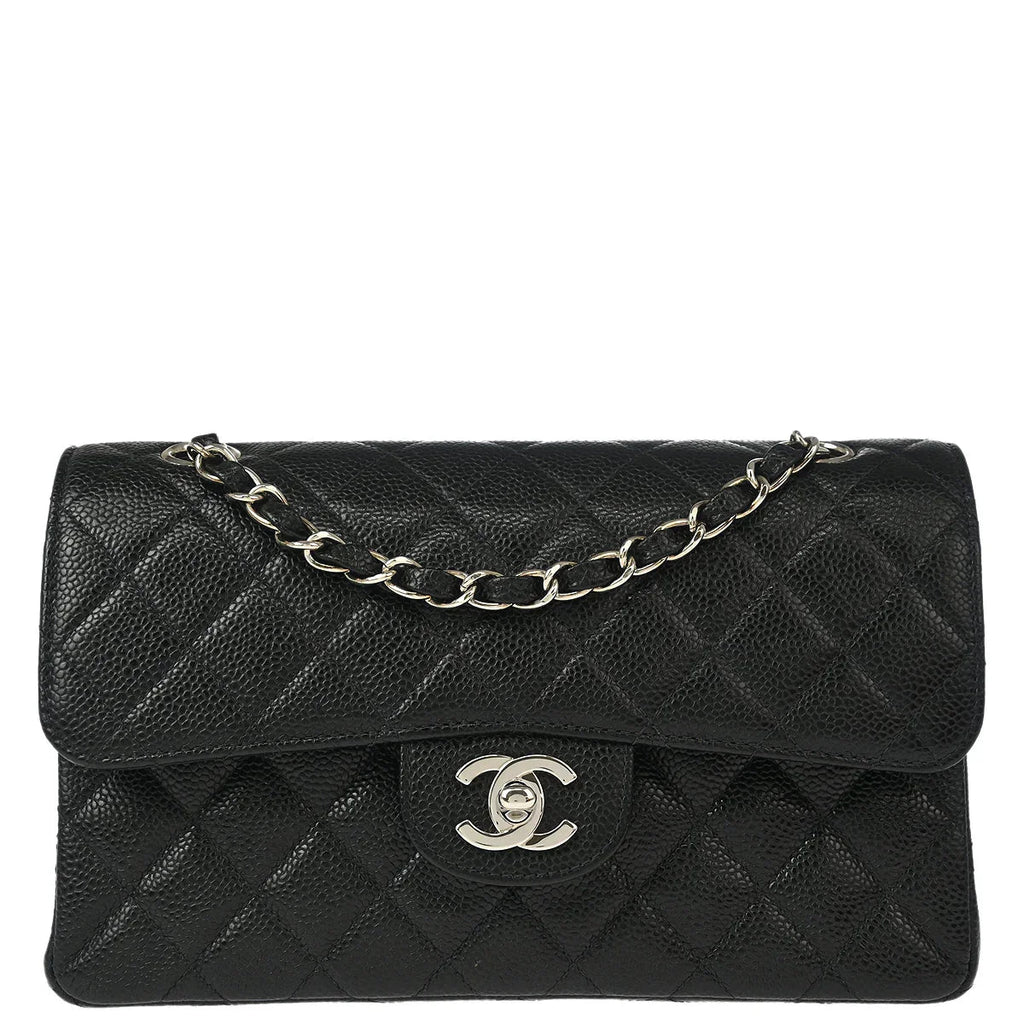 Chanel 2000-2001 Black Caviar Small Classic Double Flap Shoulder Bag