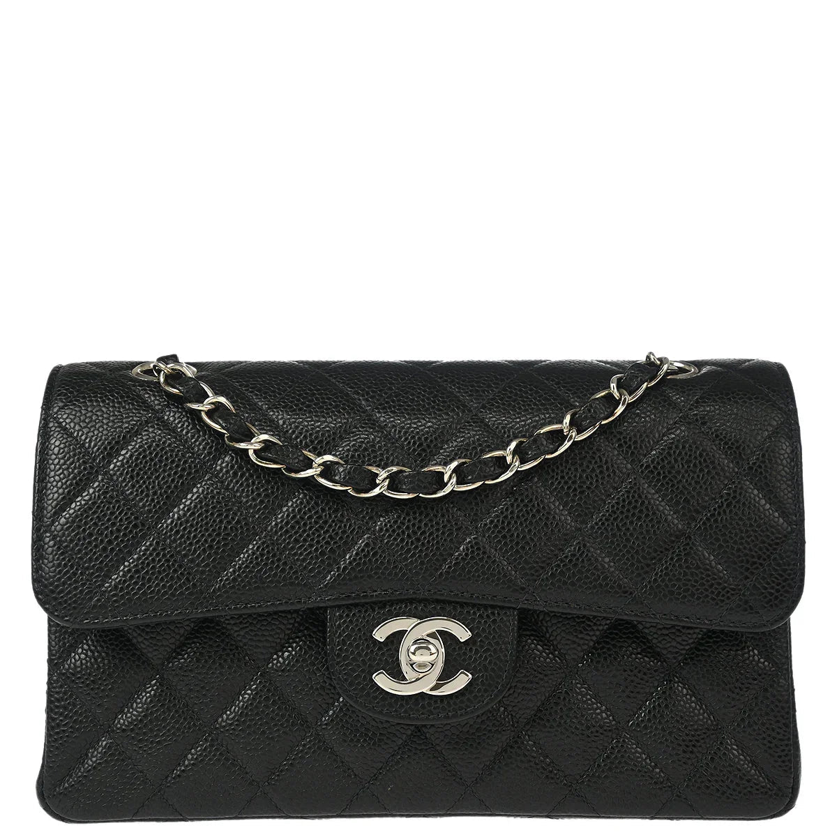 Chanel 2000-2001 Black Caviar Small Classic Double Flap Shoulder Bag
