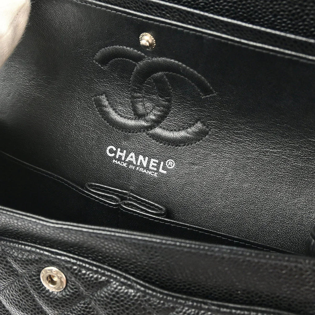 Chanel 2000-2001 Black Caviar Small Classic Double Flap Shoulder Bag