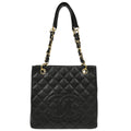 Chanel 2005-2006 Black Caviar Petite Shopping Tote PST Chain Handbag