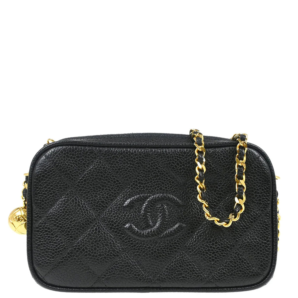 Chanel 1991-1994 Black Caviar Camera Bag