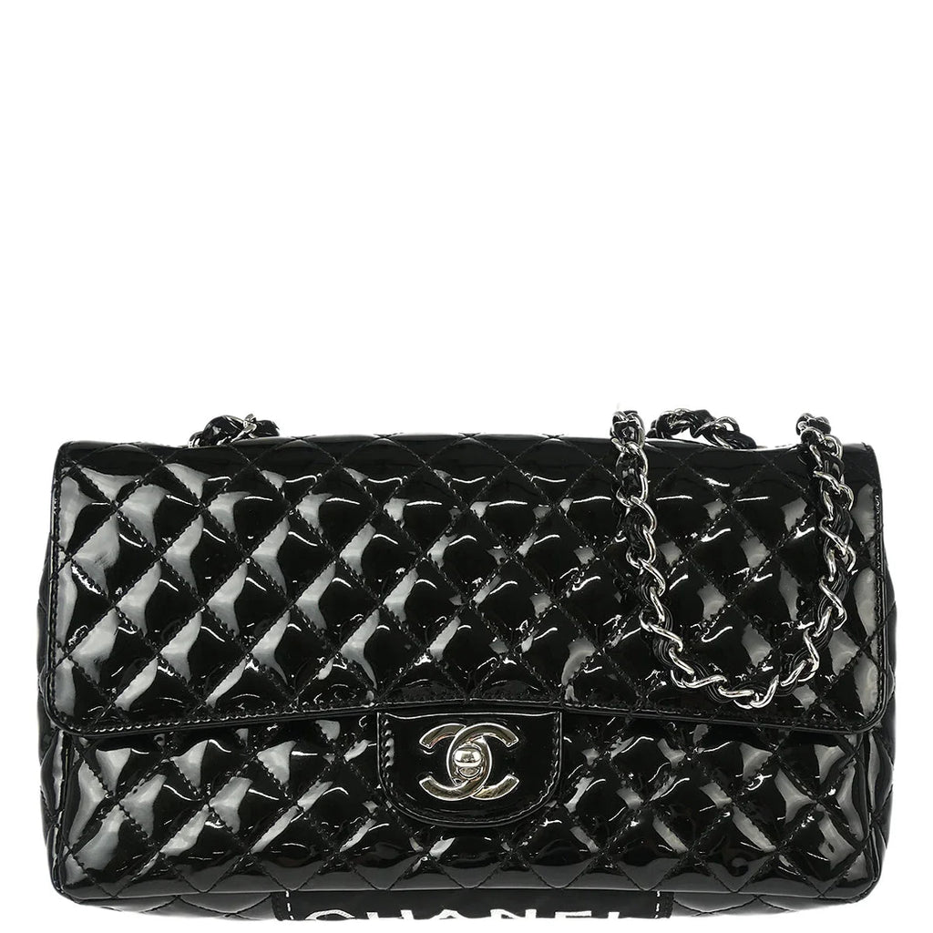 Chanel 2006-2008 Black Patent Leather Single Flap Shoulder Bag