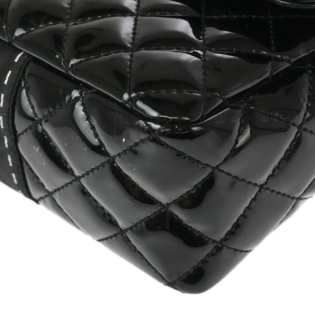 Chanel 2006-2008 Black Patent Leather Single Flap Shoulder Bag