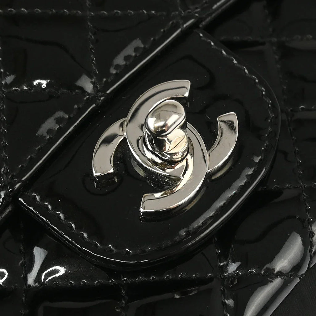 Chanel 2006-2008 Black Patent Leather Single Flap Shoulder Bag