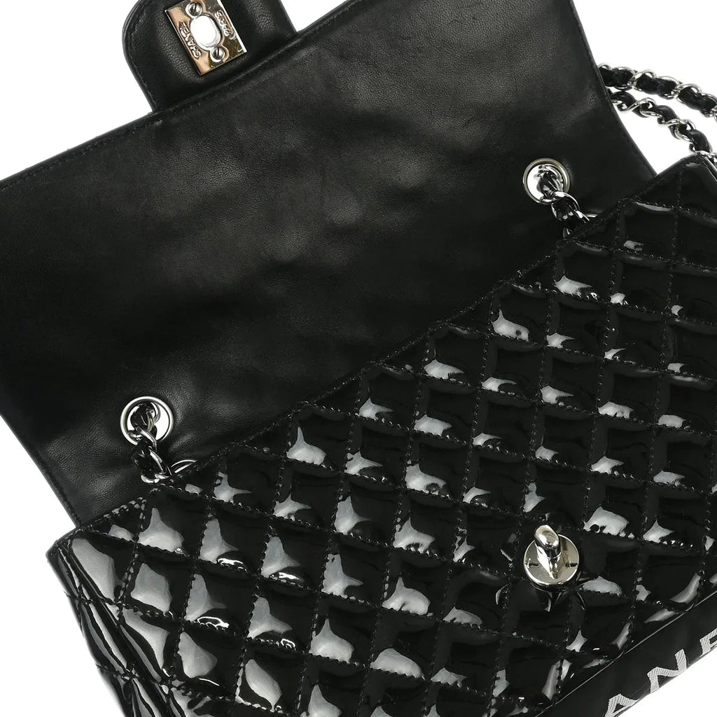 Chanel 2006-2008 Black Patent Leather Single Flap Shoulder Bag