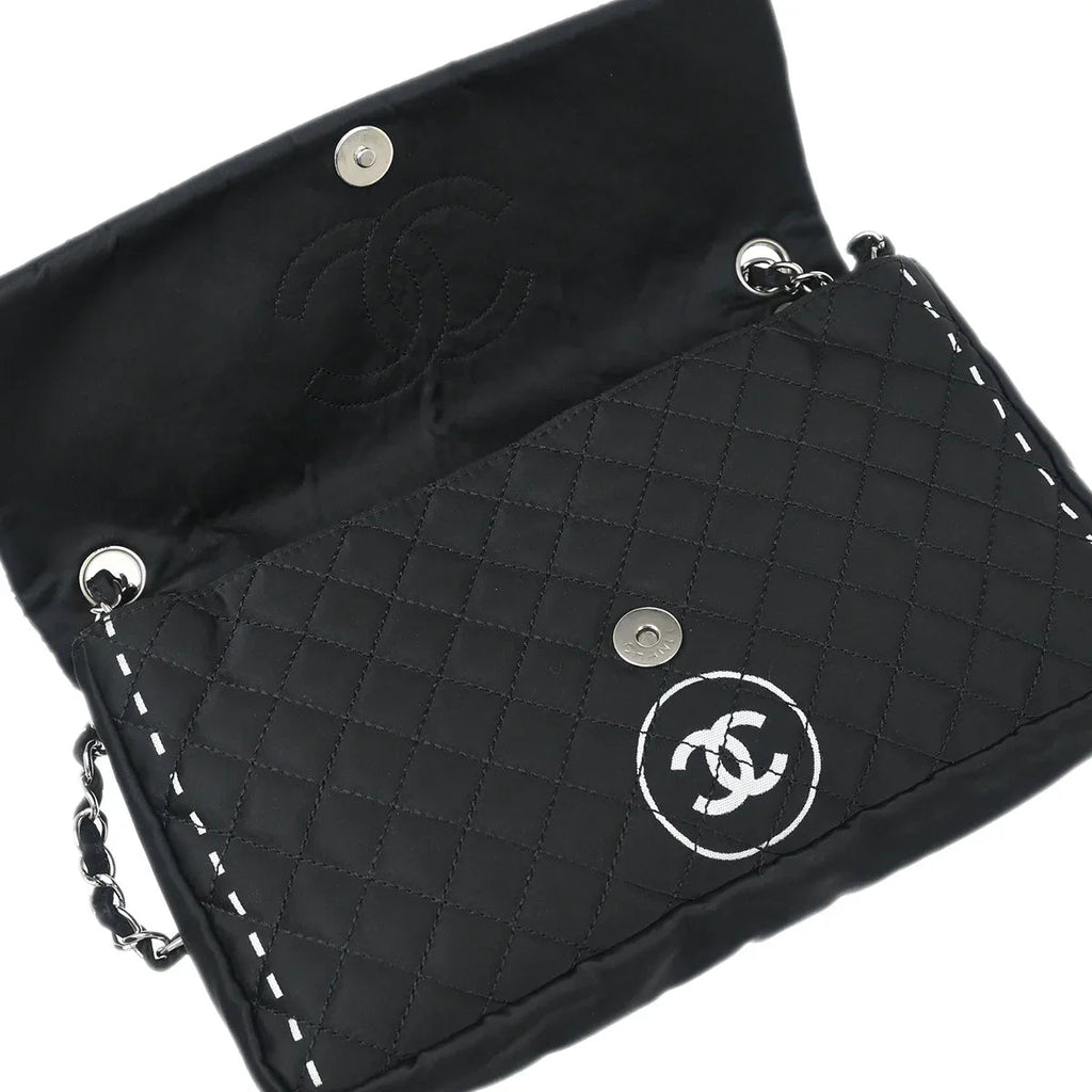 Chanel 2006-2008 Black Satin Shoulder Bag