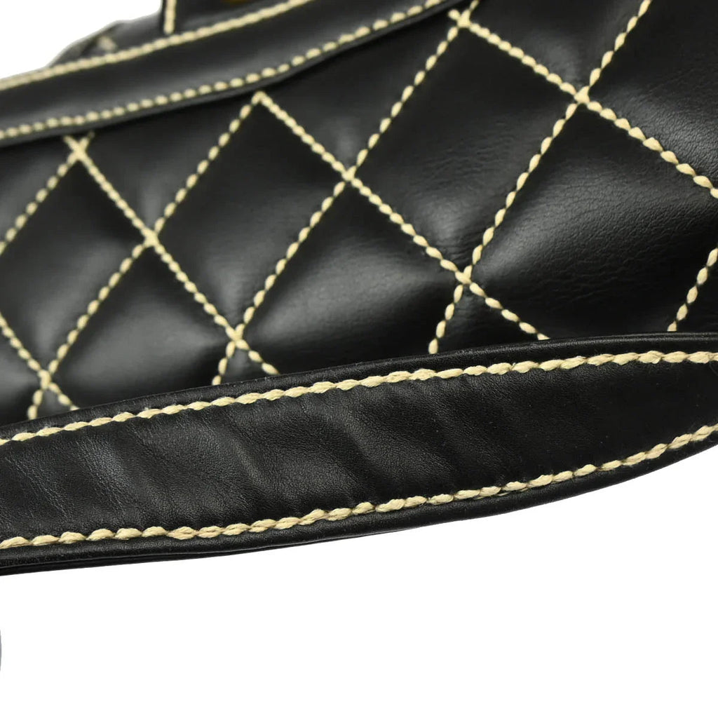 Chanel 2004-2005 Black Calfskin Wild Stitch Handbag