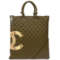 Chanel * 2004-2005 Khaki Calfskin Cambon Ligne Tote Handbag