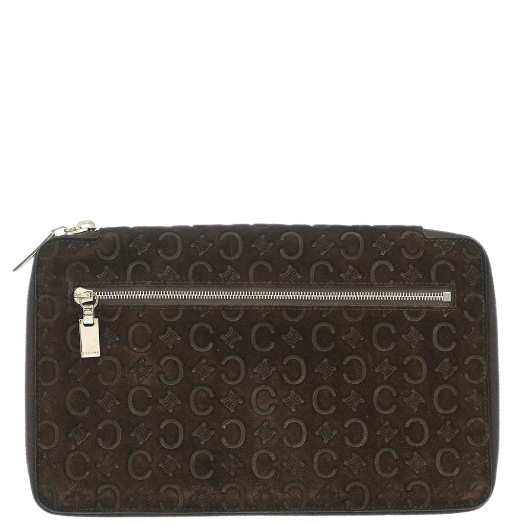 Celine Brown Suede Macadam Pouch Wallet