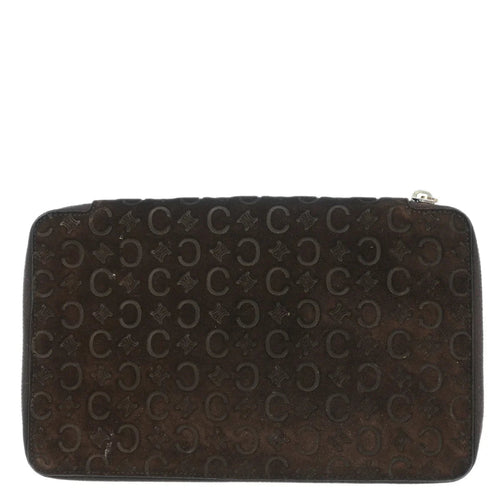 Celine Brown Suede Macadam Pouch Wallet