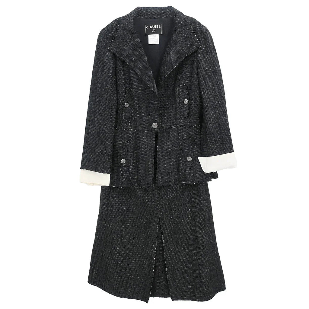 Chanel 2007 Setup Suit Jacket Skirt Black #38