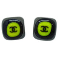 Chanel Gray Piercing Earrings Square 03P