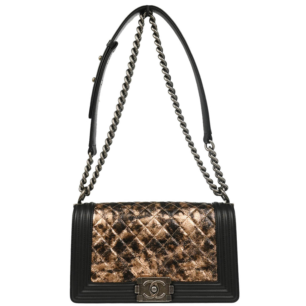 Boy Chanel 2018-2019 Black Bronze Lambskin Medium Shoulder Bag