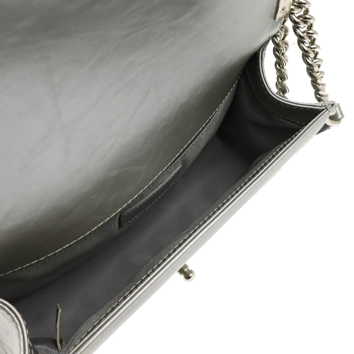 Boy Chanel 2017-2018 Silver Calfskin Medium Chevron Shoulder Bag