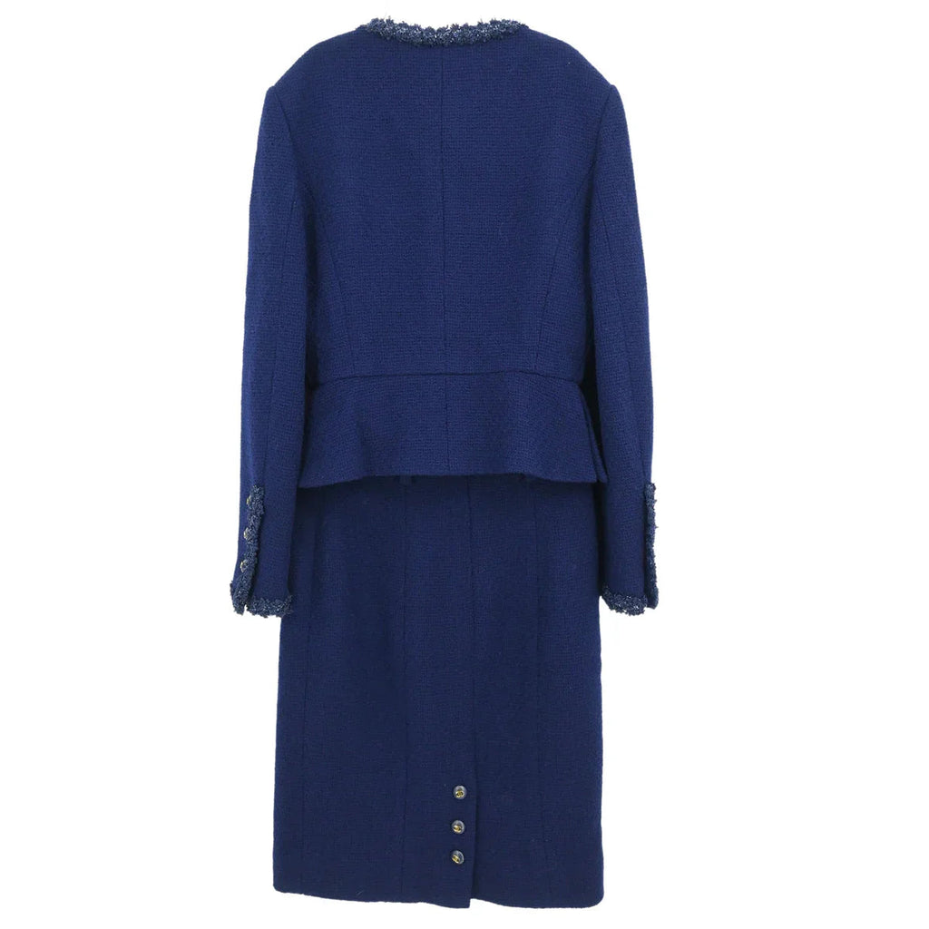 Chanel 1995 Setup Suit Jacket Skirt Navy #38
