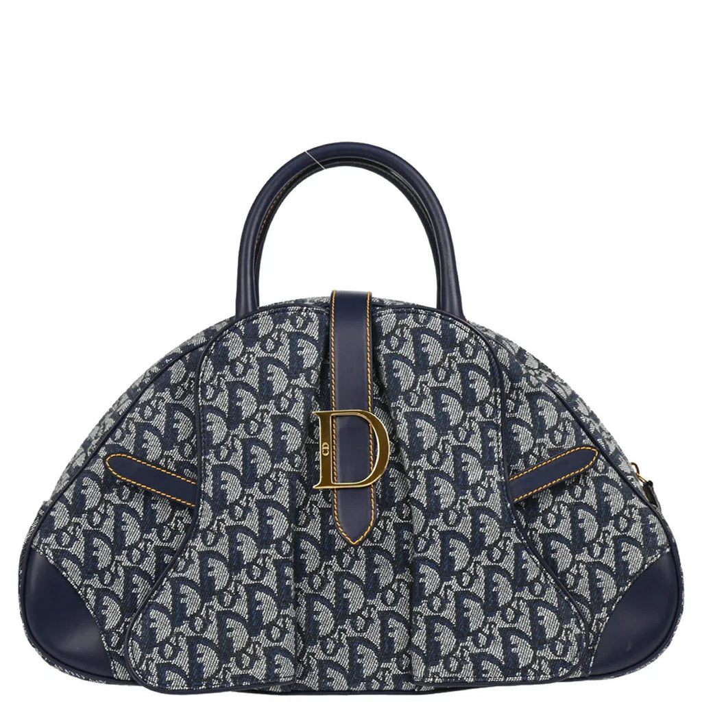 Christian Dior 2000 Navy Double Saddle Trotter Handbag